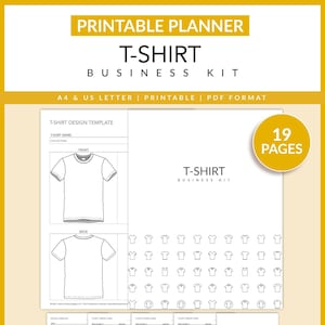 T-Shirt Business Kit | | imprimable | d’imprimerie | de conception de t-shirts | de mode En ligne | | d’affaires à domicile | A4 Lettre