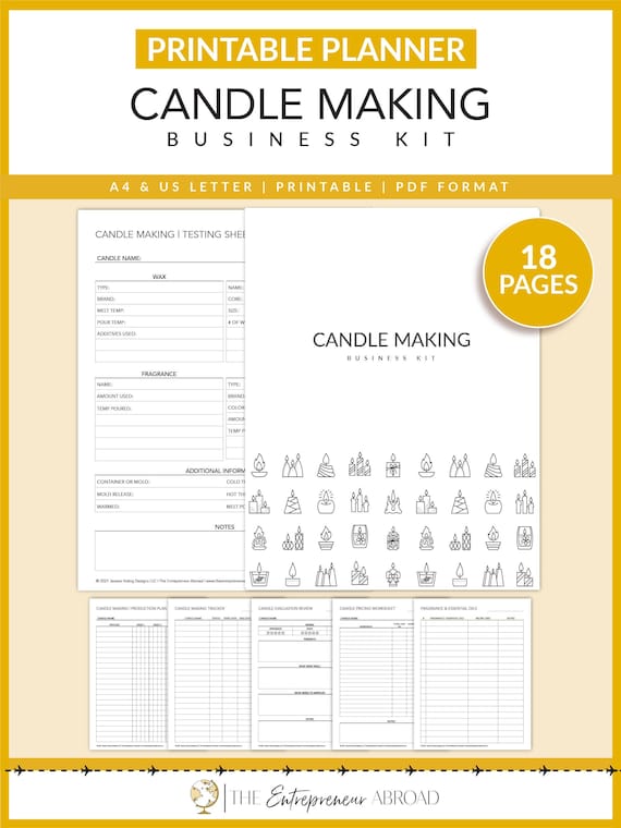 Candle Making Business Kit Printable Test Sheet Craft Etsy