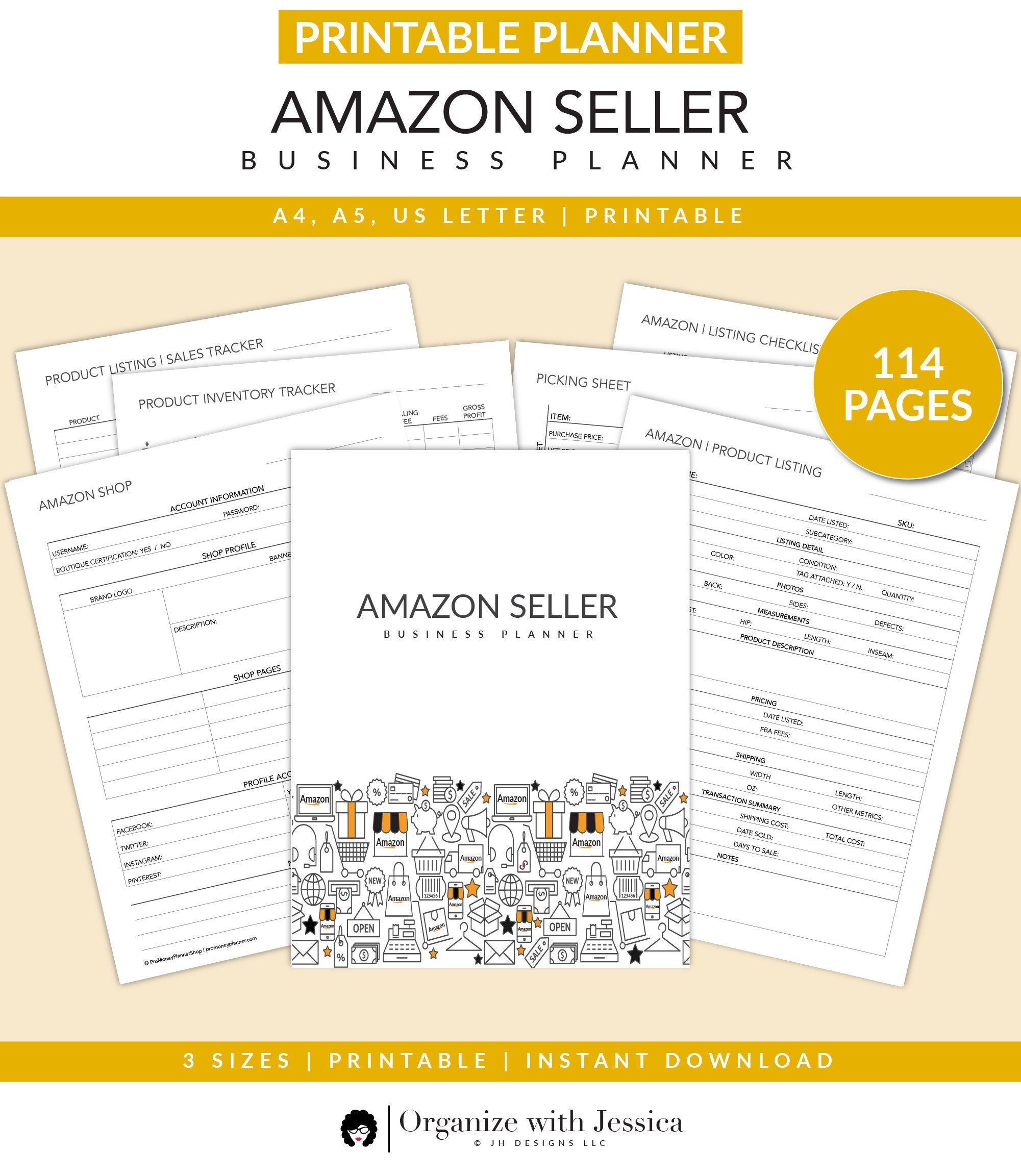 Amazon Seller Business Planner Printable Online Seller Reseller Planner A5 A4 US Letter Instant