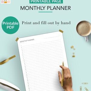 Monthly Planner | Printable | PDF | US Letter | A4 | A5 | Instant ...
