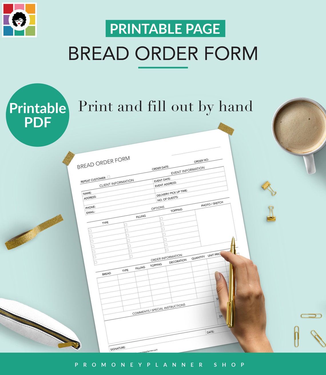 Bread Order Form Bakery Form Home Bakery Business Etsy