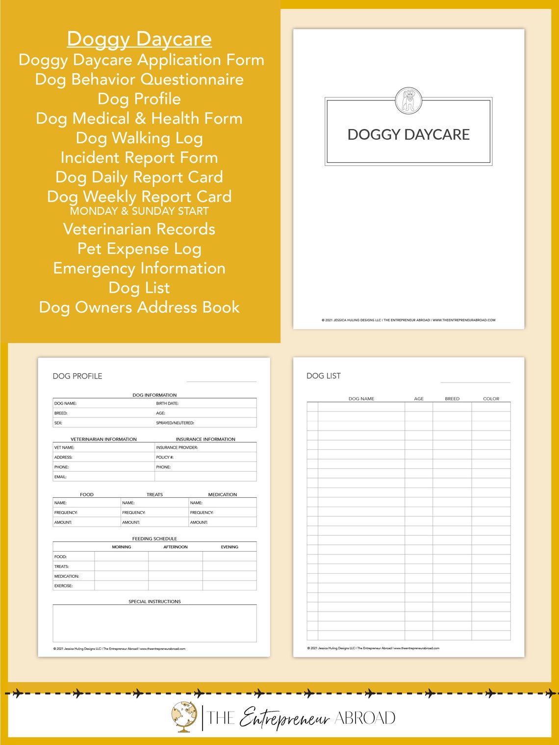 Doggy Daycare Business Planner Printable Home Dog Daycare Etsy UK