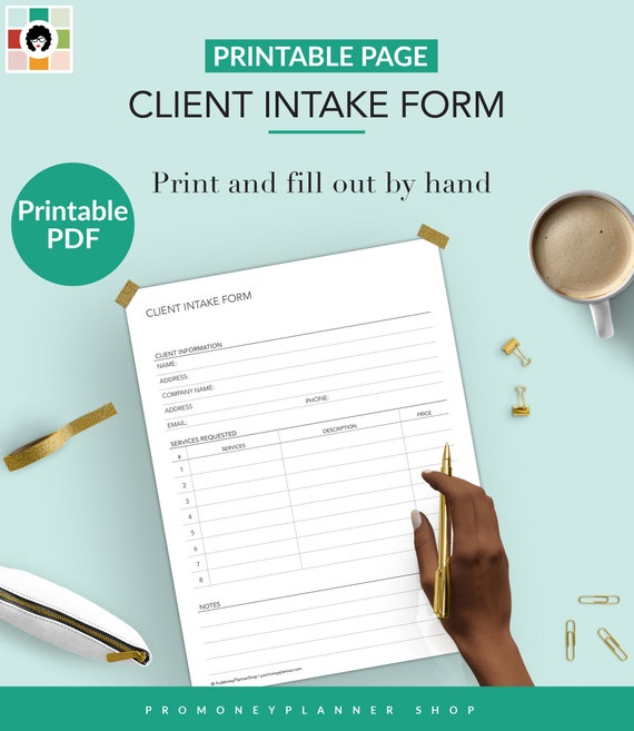 Client Intake Form Printable Client Manager New Client Form Client  Management PDF US Letter A4 A5 Instant 