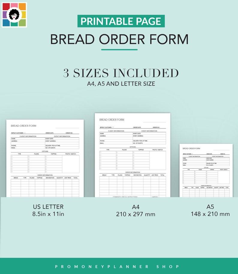 Bread Order Form Bakery Form Home Bakery Business Etsy