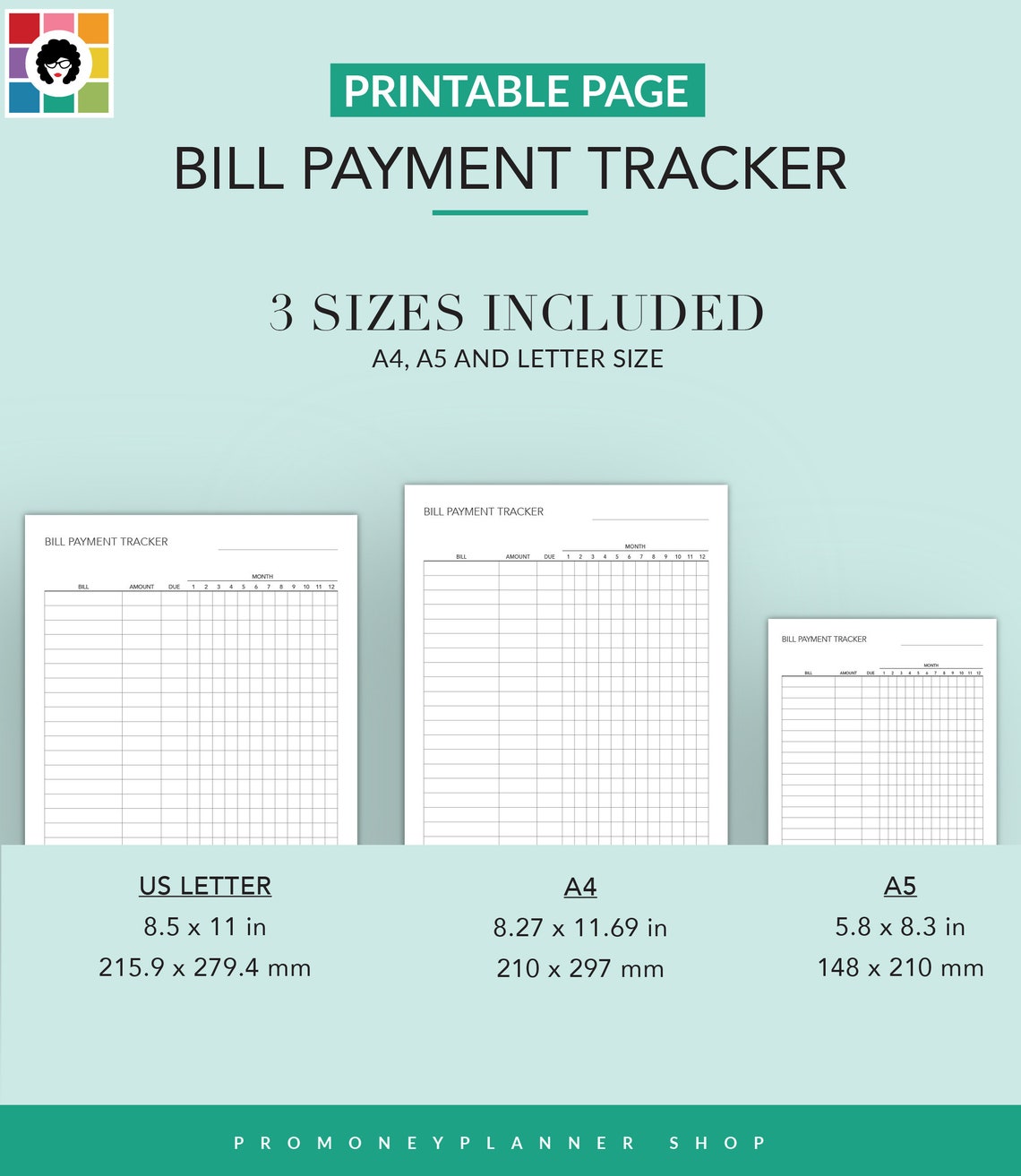 Bill Payment Tracker Finance Planner Money Management Instant Download ...