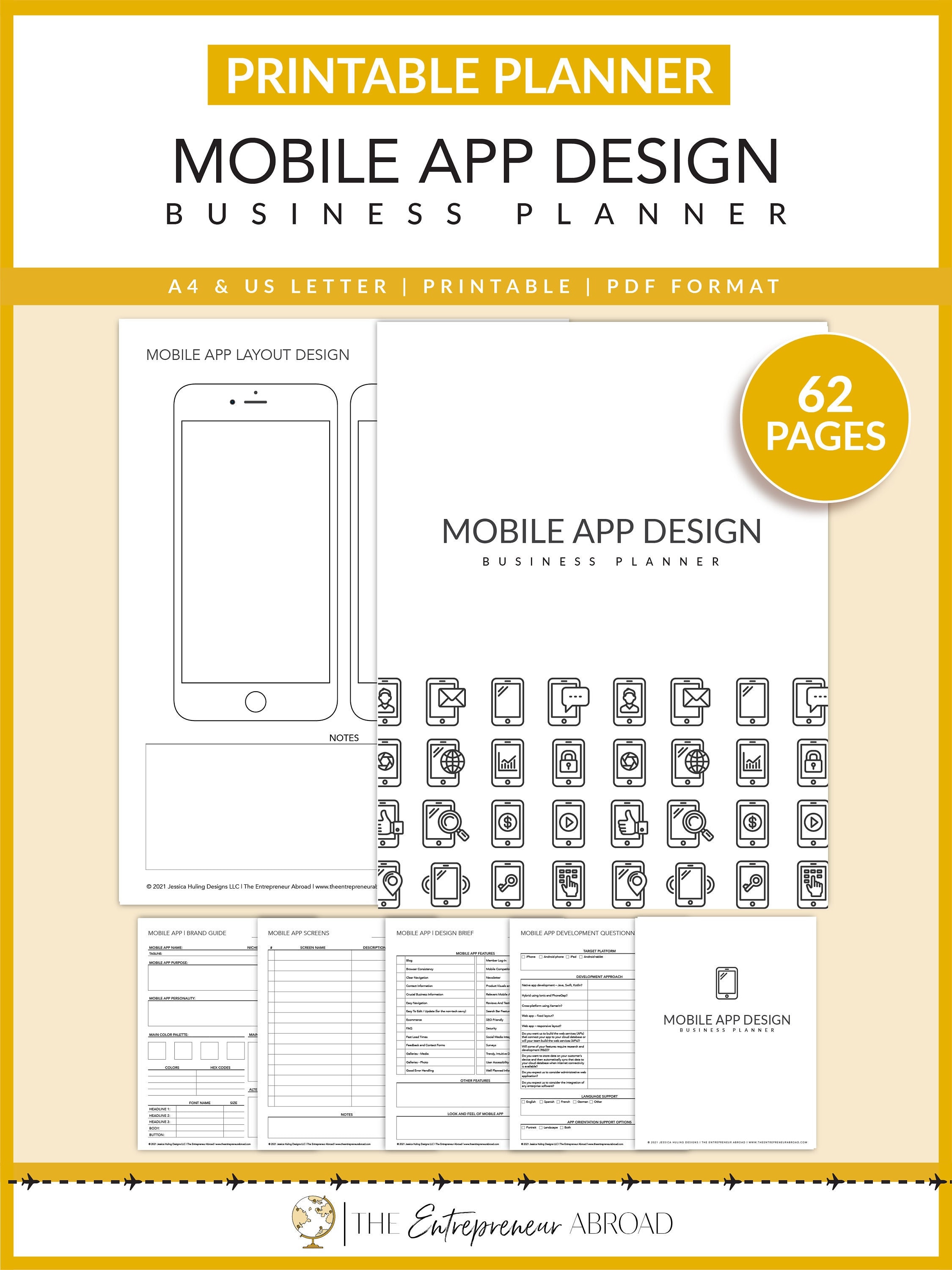 Mobile App Design Business Planner | Printable | App Developer | Layout ...