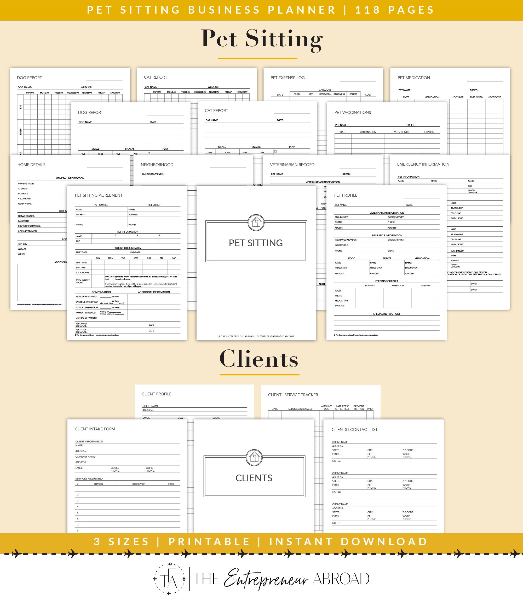 Pet Sitting Business Planner Printable Pet Sitter Etsy