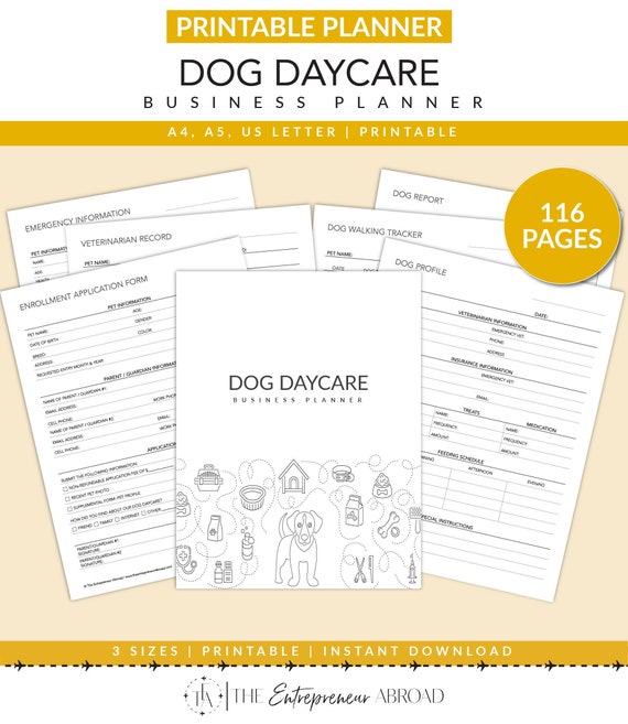Dog Daycare Business Planner Printable Doggy daycare Dog Etsy