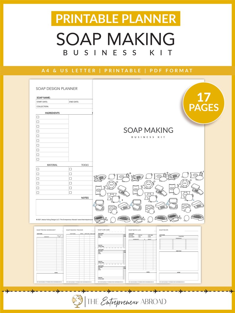 Soap Making Business Kit Printable Craft Business Batch Log Cured Log
