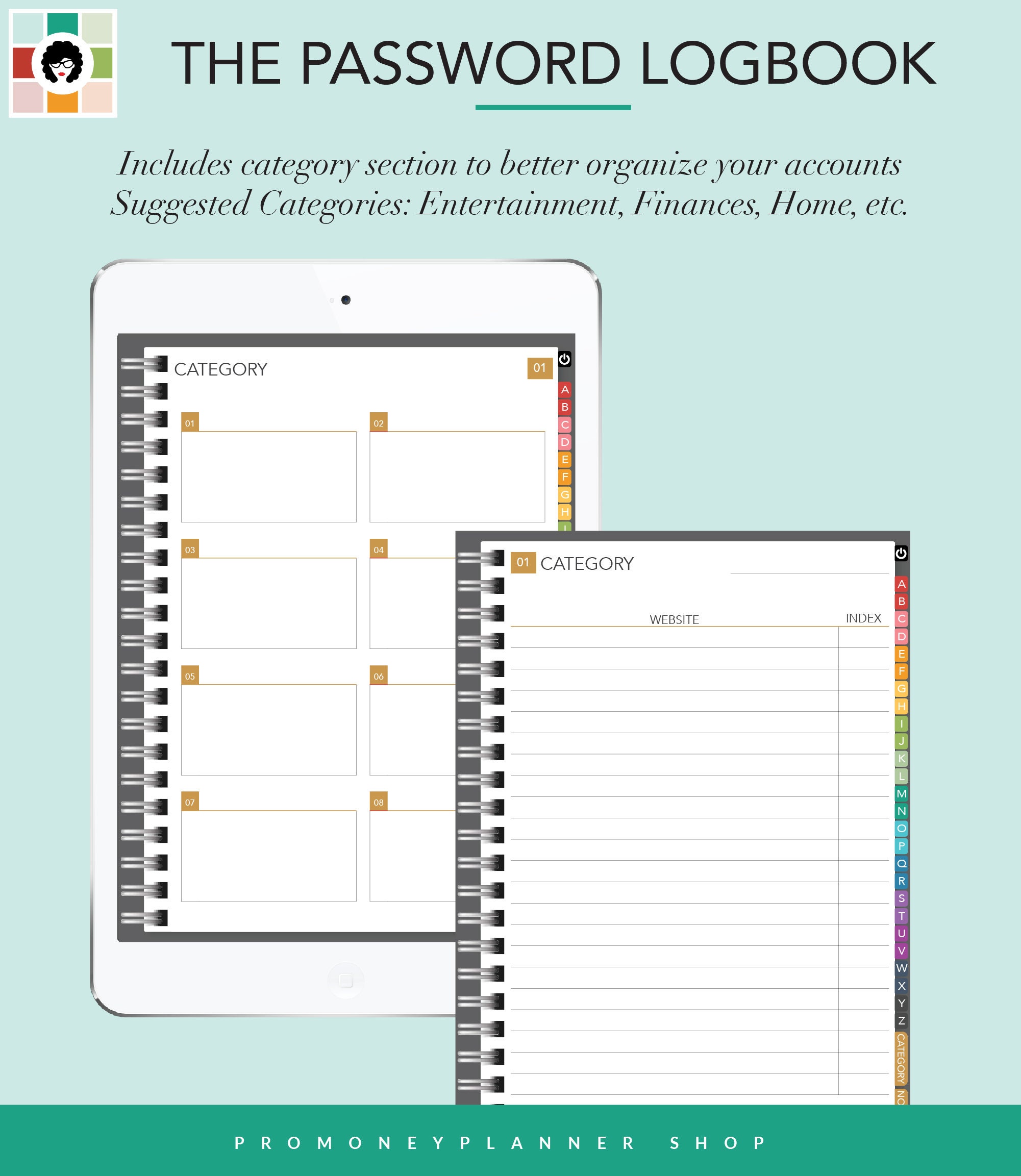 The Password Logbook | Digital Planner | Hyperlinked | Instant Download ...