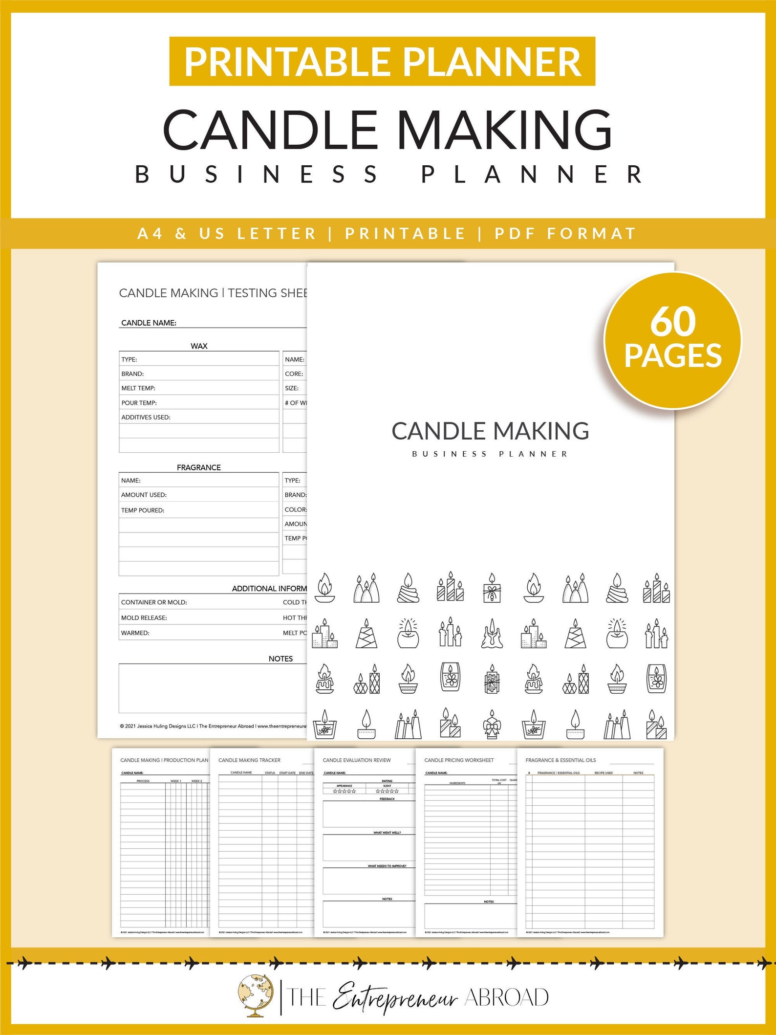 Candle Making Business Planner Printable Testing Sheet Craft Business