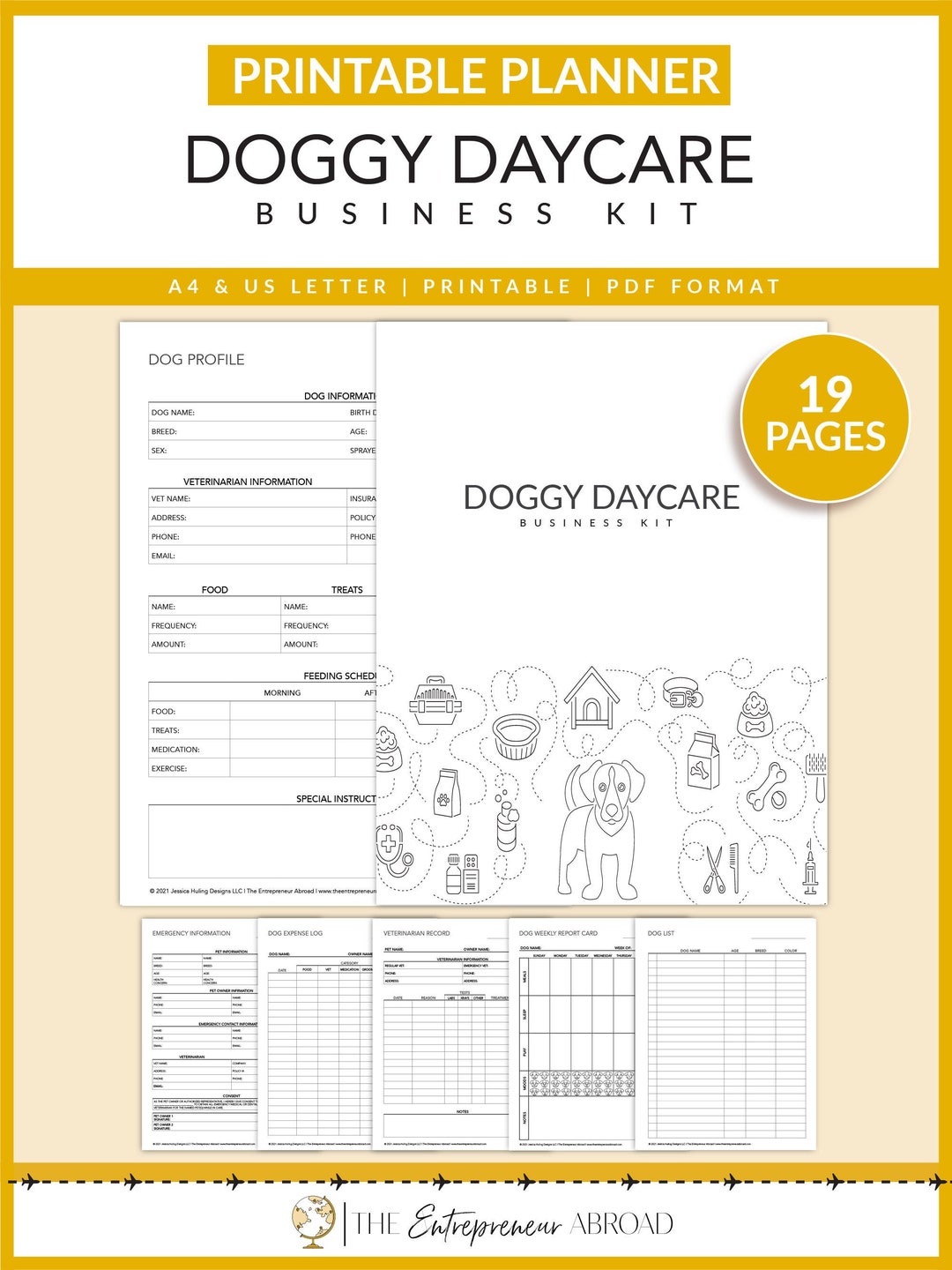 Doggy Daycare Business Kit Printable Pet Business Home Dog Daycare Dog