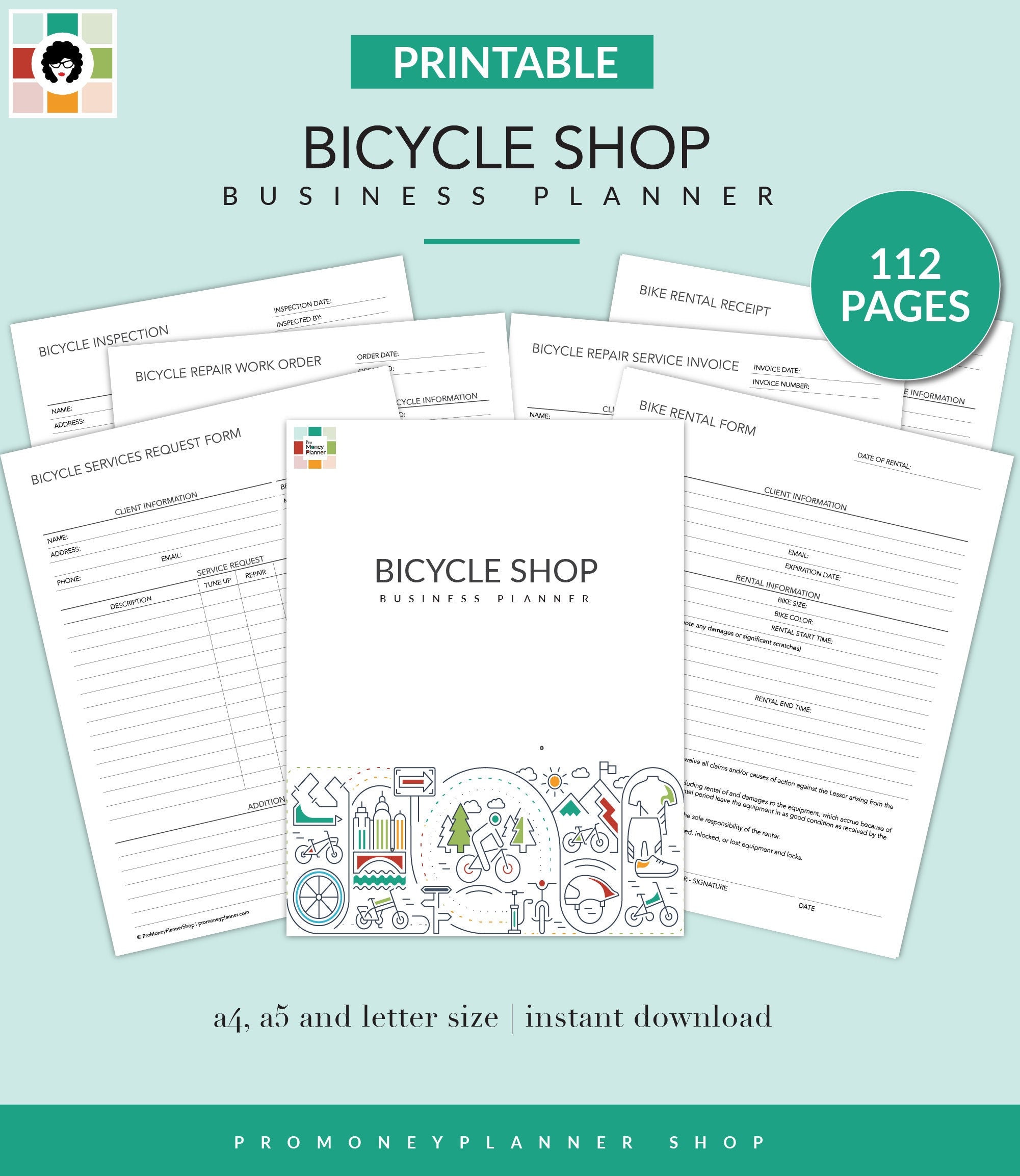 bicycle shop business planner bike repair bike rental etsy