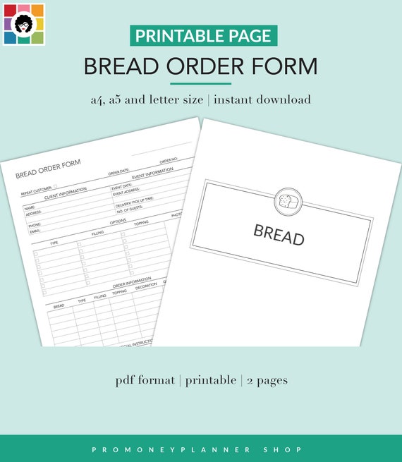 Bread Order Form Bakery Form Home Bakery Business Etsy