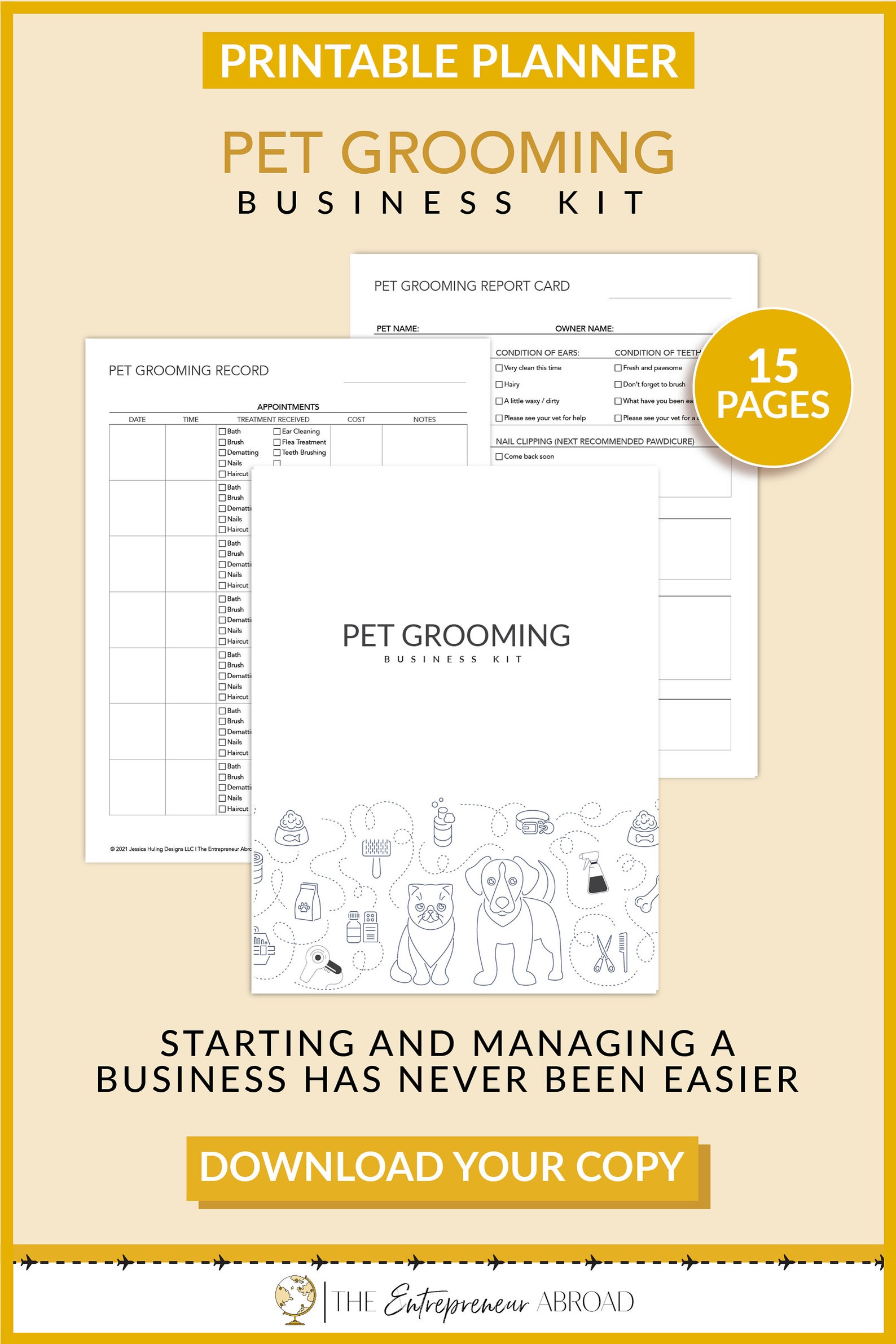 Pet Grooming Business Kit Printable Pet Groomer Pet Etsy