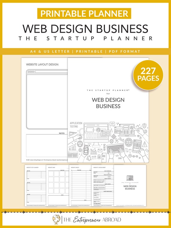 Web Design Business | The Startup Planner | Printable | Website Project Planner | Layout | Web Designer | A4 | Letter | Instant Download