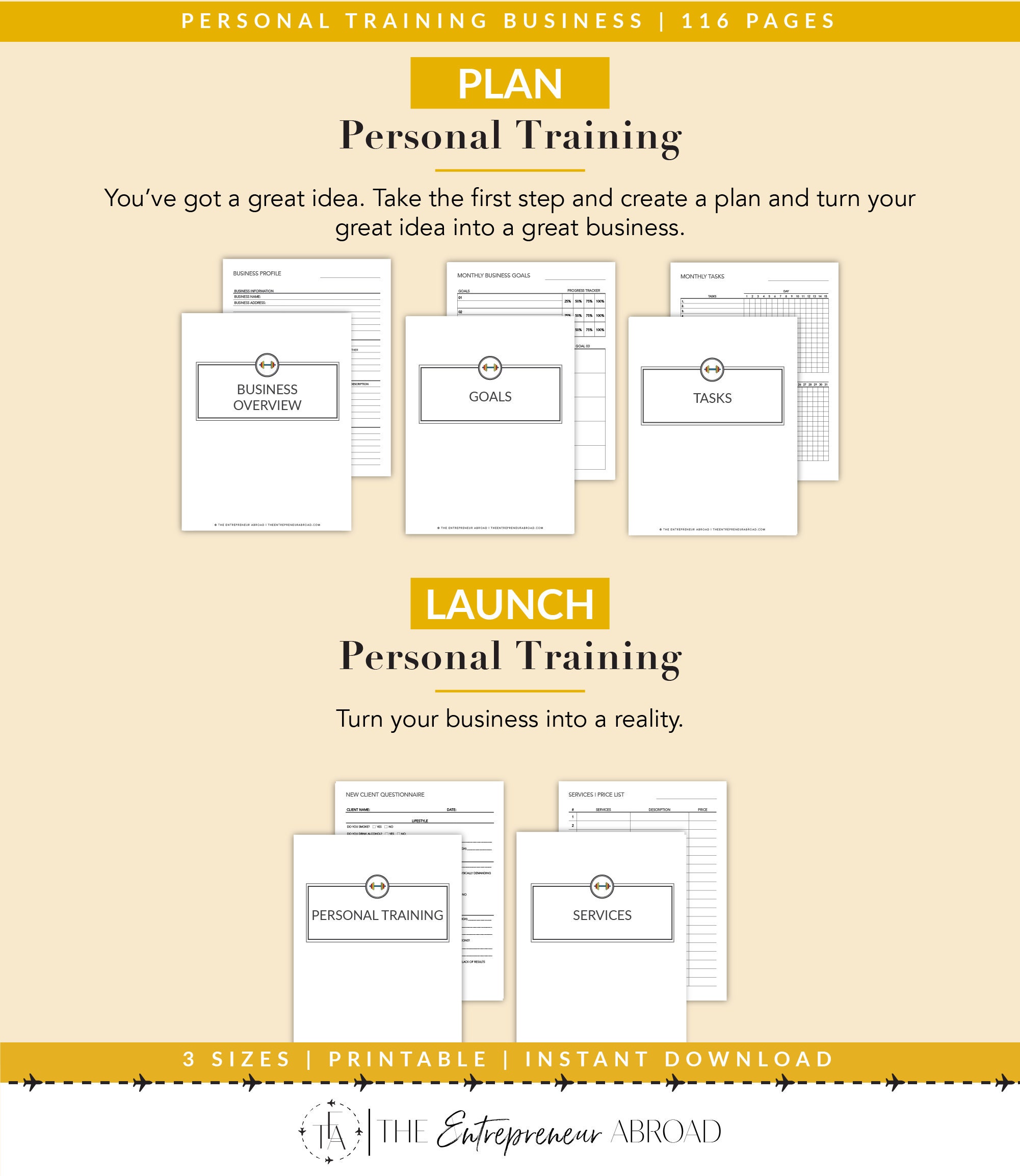 Personal Training Business the Startup Planner Printable - Etsy