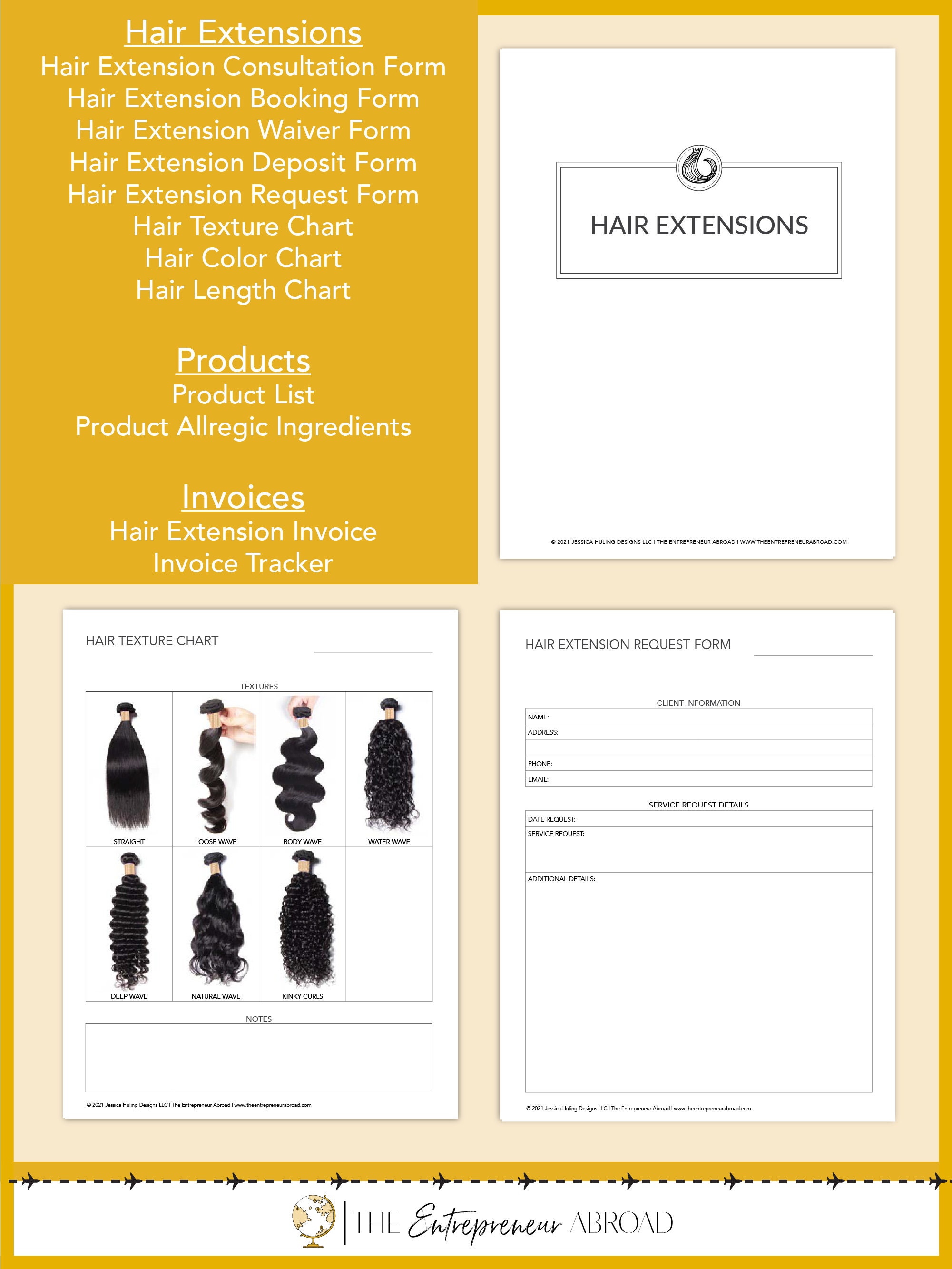Hair Extension Business Planner Printable Hair Business Hair Extension Technician Booking Form