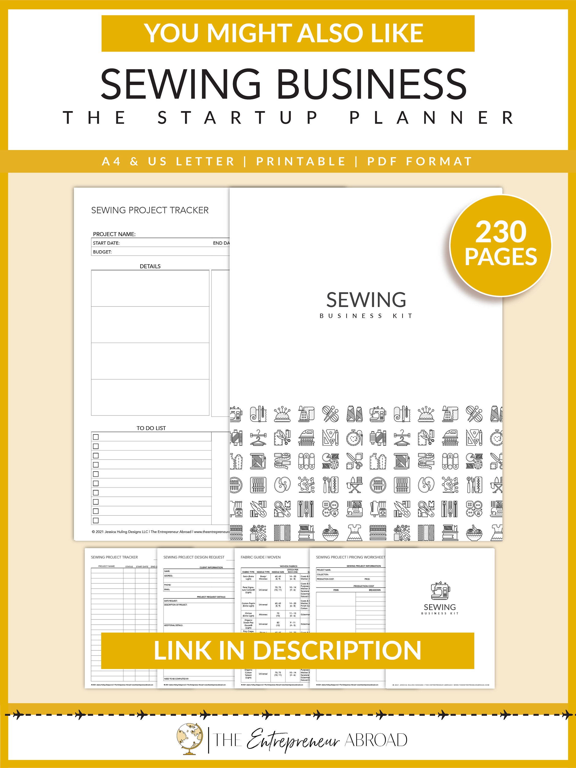 Sewing Business Planner Printable Crafts Fashion Design Etsy