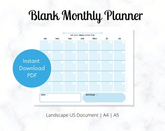 Blank Monthly Printable Vision Planner, Monthly Instant Download, Planner PDF, Optometry Planner