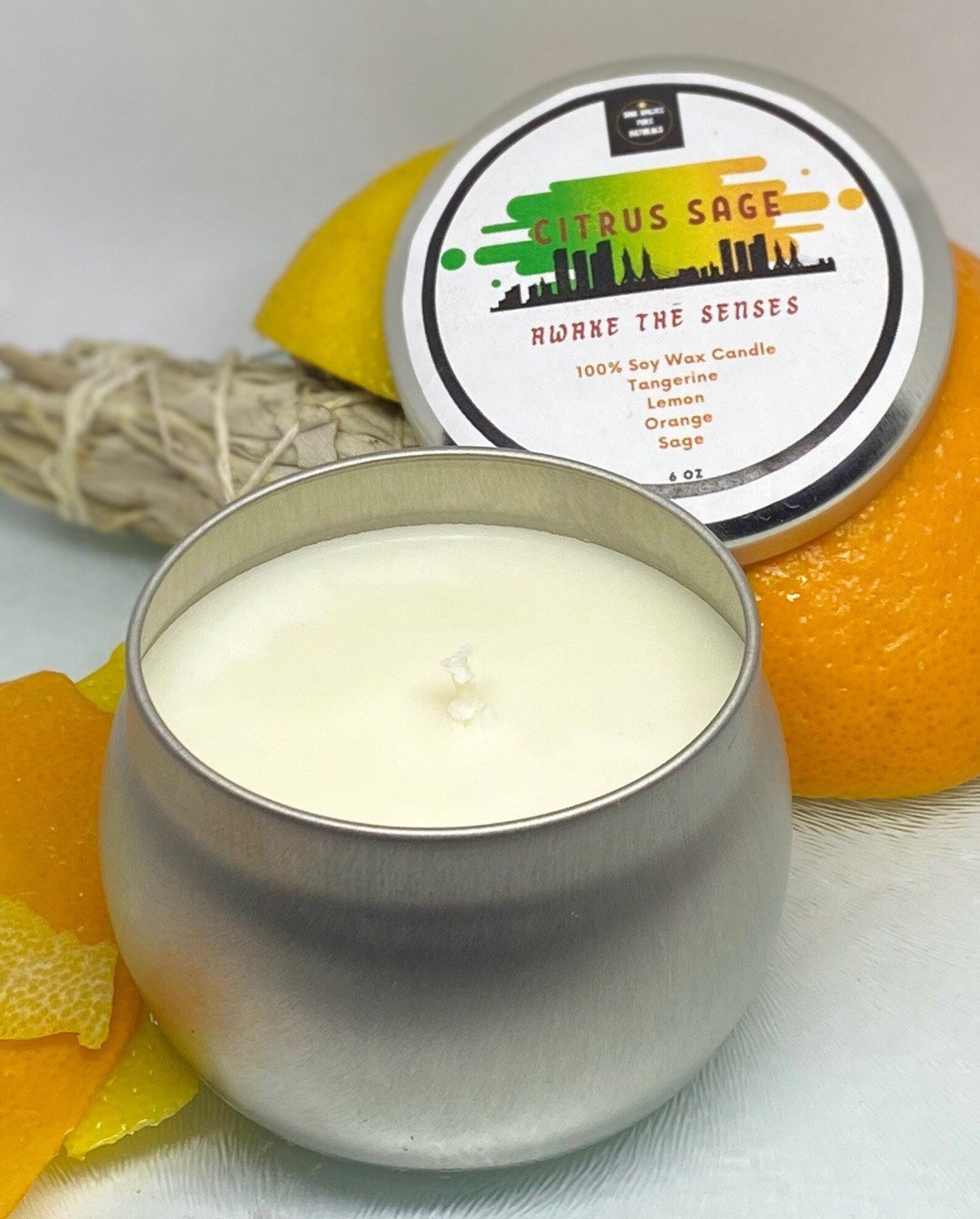 Homemade Citrus Sage Hand Poured Candle Orange Lemon Zest Etsy