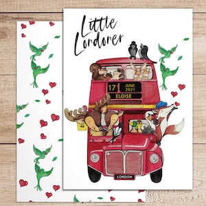 Little Londoner London Bus and Friends © Londen aquarel clipart
