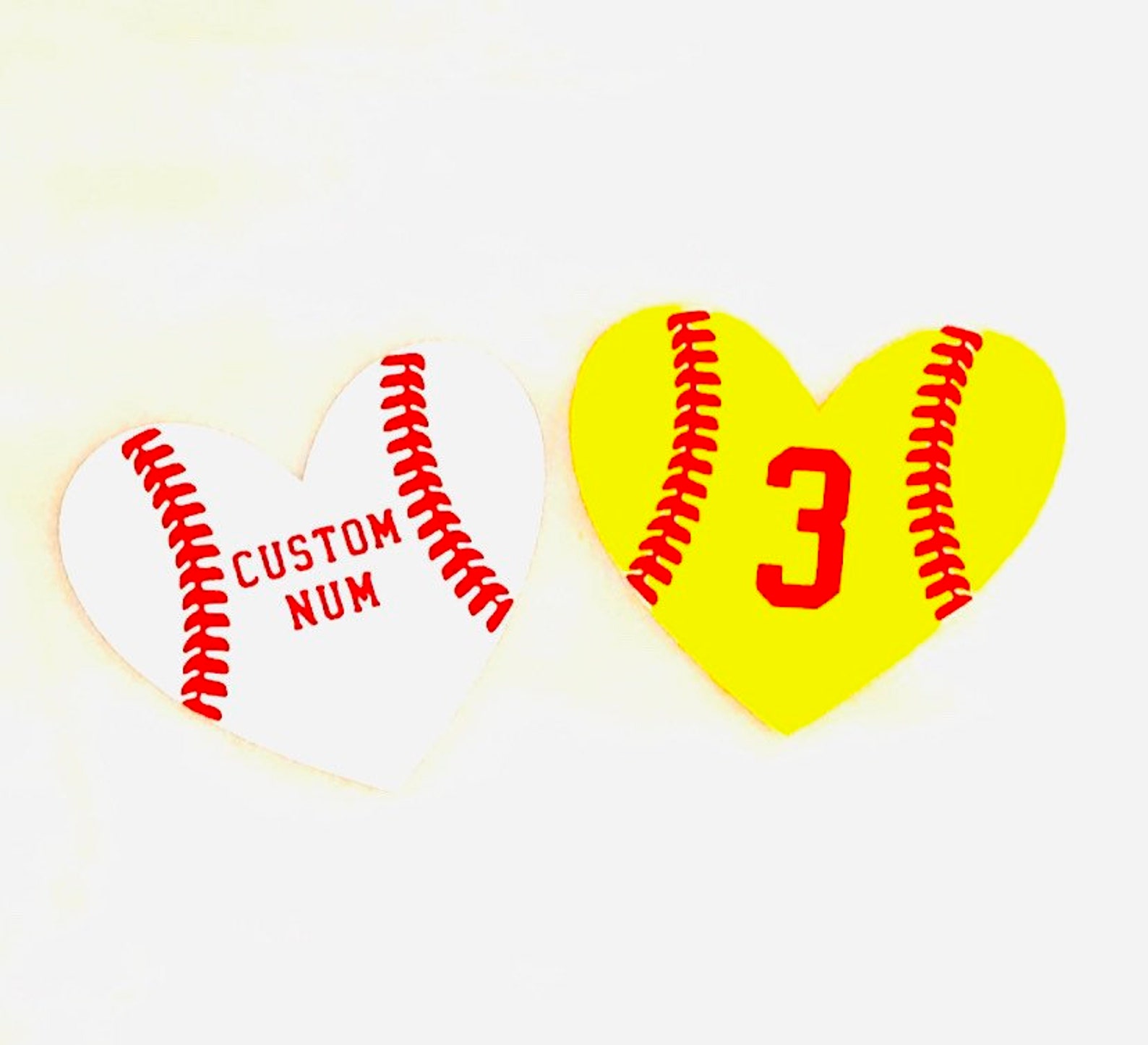 Custom Number Baseball/ Softball Heart Vinyl Decal Self Etsy