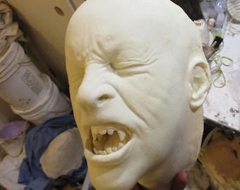 Transformação de lobisomem americano em tamanho real #1 3/4 cabeça de adereço sem pintura em branco