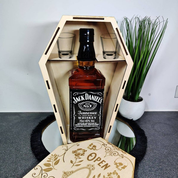 Jack Daniels coffin Box. Gift for him. Gift for her. Christmas. Wine Box. Handmade. Personalised.