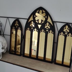 Gothic church arch mirror. Alternative goth death moth decor. Halloween. Gothic decor