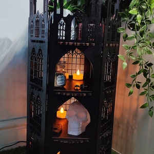 Gothic display shelves. READ DESCRIPTION Alternative goth death decor. Halloween. Handmade.