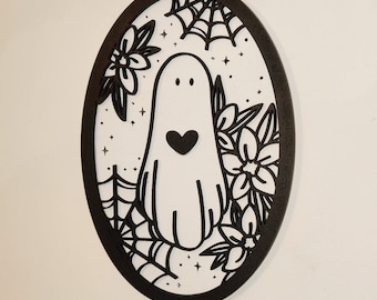 Cute ghost display art. 4 designs to choose from.  Alternative goth death moth decor. Halloween. Gothic decor