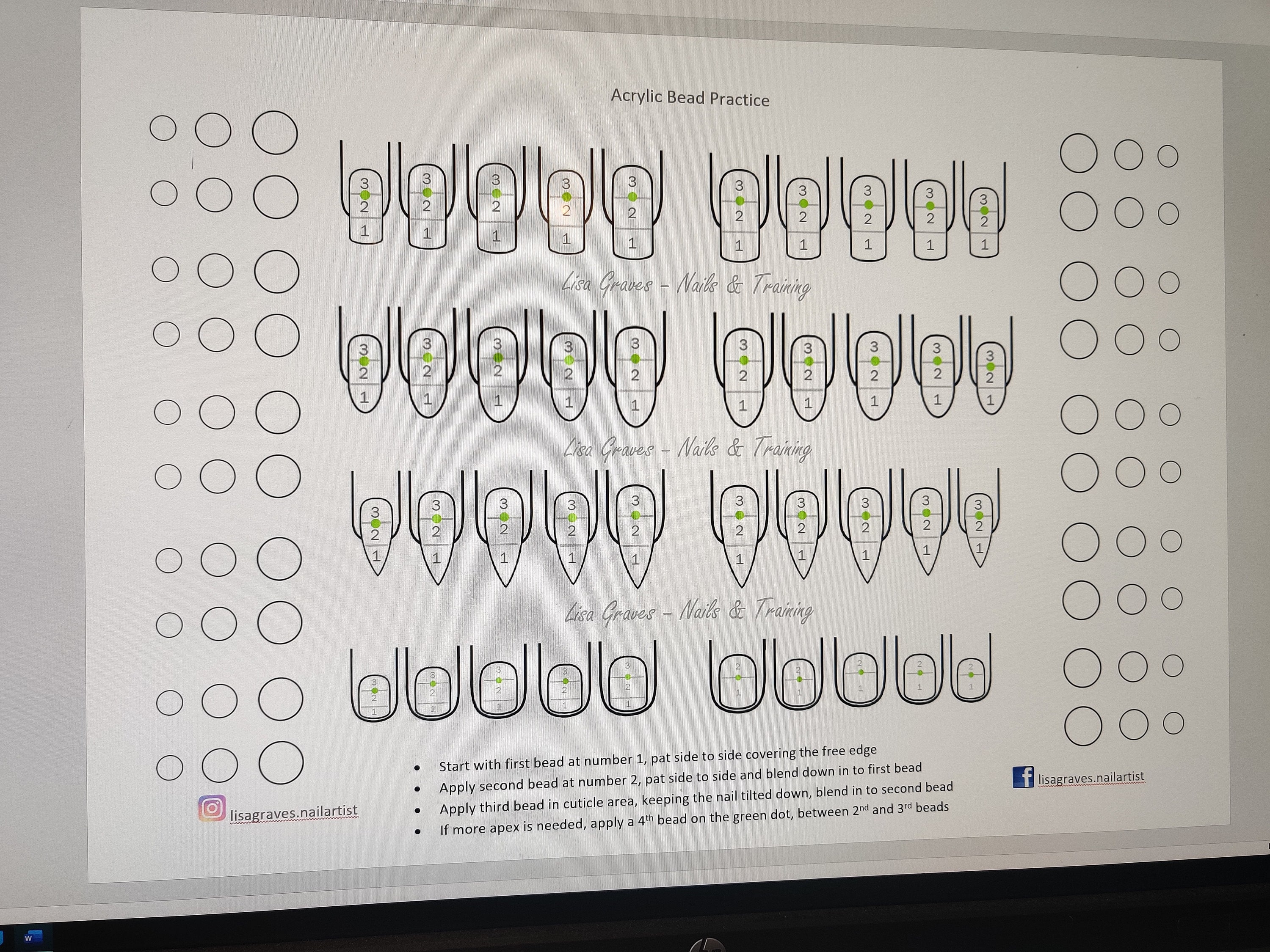 Acrylic Bead Pick up Practice Sheet DIGITAL DOWNLOAD Etsy