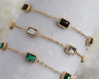 Tennis Bracelet, Emerald Cut, Gold Tennis Bracelet, Silver Bracelet, Diamond Bracelet, Dainty Bracelet, Gift for Her, CZ Tennis Bracelet