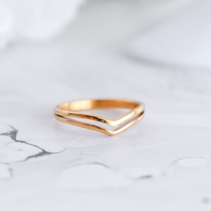 Double Wishbone Ring, 18K Gold Simple Statement Ring, Bridesmaid, Mothers Gift for her, Dainty, Minimalist, Ring for women, Waterproof