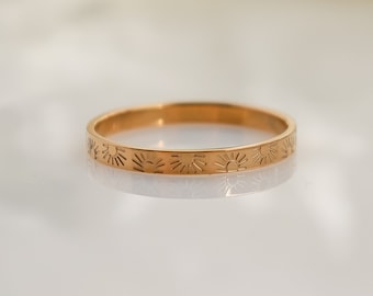 Bande soleil éclatant, bague soleil, or 18 carats, bague soleil, bande soleil, demoiselle d'honneur, bague tendance, bague délicate, minimaliste, bague pour femme