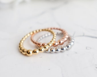 Beads Croissant Ring 18K Gold Simple Statement Ring, Bridesmaid, Mothers Gift for her, Dainty, Minimalist, Ring for women, Waterproof