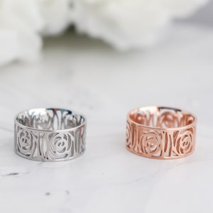 Bold Rose Ring, Rose Gold Silver, Everyday Statement Casual, Cute Bridesmaid Mothers Gift for her, Mom, Girl Friend