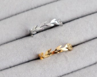 Leaf Pattern Ring, 18K Gold Simple Statement Ring, Bridesmaid, Mothers Gift for her, Dainty, Minimalist, Ring for women, Waterproof