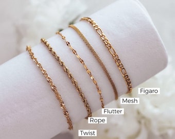 Chain Bracelet 18K Gold Plated Layering Dainty minimalist chains bracelets, Bridesmaid, Mothers Gift, Bracelet for women