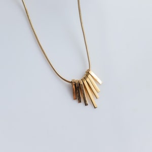 Mini 7 Pillars Necklace, Sunburst 18K Gold Plated, Layering Necklace, Bridesmaid, Mothers gifts, Dainty, Minimalist, Necklace For Women