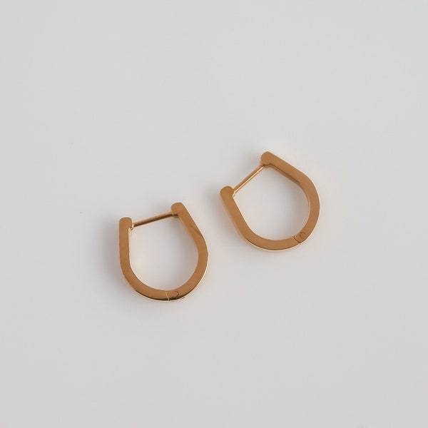 Small U Hoop, Stud Earrings Pair, U Shape Earring, 18K Gold Plated, Tarnish Resistant Minimalist, Mothers Gift for her, Earring For Women