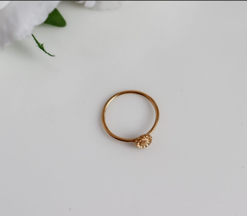 Sunflower Ring, 18K Gold Simple Statement Ring, Bridesmaid, Mothers Gift for her, Dainty, Minimalist, Ring for women, Waterproof image 5