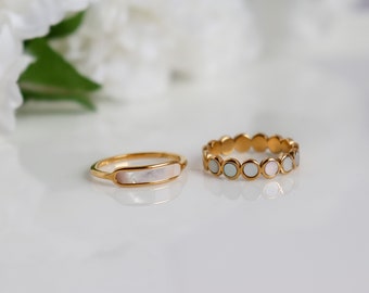 Pearl Ring, Band Ring, Wedding Ring, 18K Gold Simple Statement Ring, Bridesmaid, Mothers Gift for her, Dainty, Minimalist, Ring for women