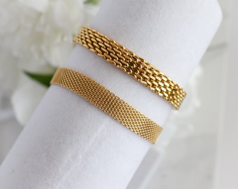 Mesh Chain Necklace or Bracelet, 18K Gold Plated Layering Dainty minimalist chains bracelets, Bridesmaid, Christmas Gift, Bracelet for women