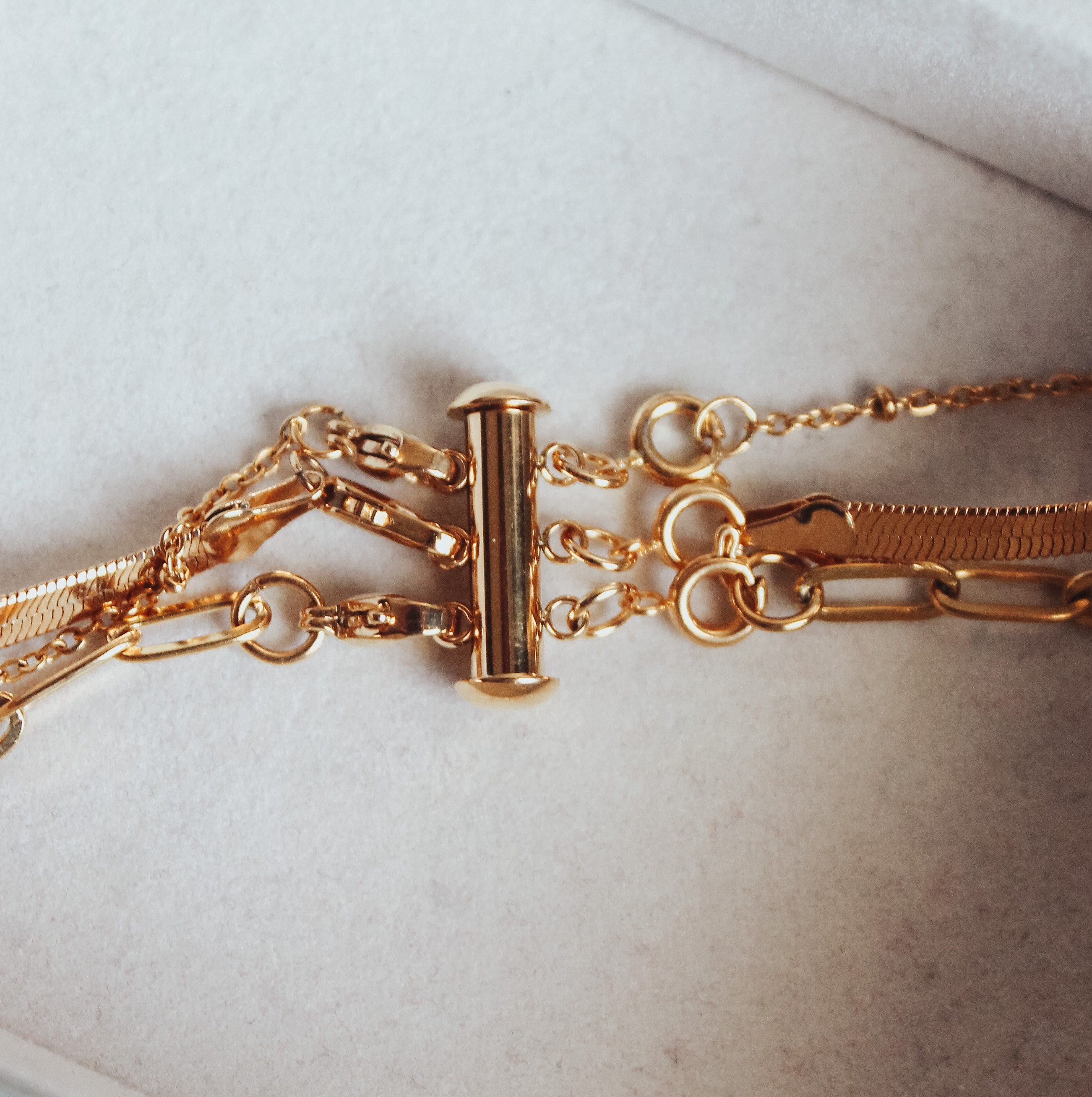 Accessory Collection - Rose Gold Triple Necklace Layering Clasp