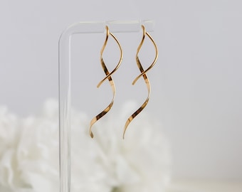 Spiral Dangle Earrings 18K Gold Plated Tarnish Resistant Minimalist, Bridesmaid, Mothers Dainty Gift for her, Mom Earring For Women