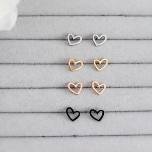 Mini Heart Pair Stud Earrings 18K Gold Plated Kid Friendly Lobe Tarnish Resistant Minimalist ,Bridesmaid  , Mothers gift for her, Dainty