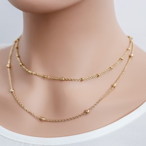 Dotted Chain Necklace, 18-Karat Gold Plated, Layering Necklace, Everyday, Bridesmaid Mothers Gift for her, Mom, Girl Friend