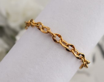 Thick Link Chain Bracelet, 18K Gold Plated Layering Dainty minimalist chains bracelets, Bridesmaid, Mothers Gift, Bracelet for women